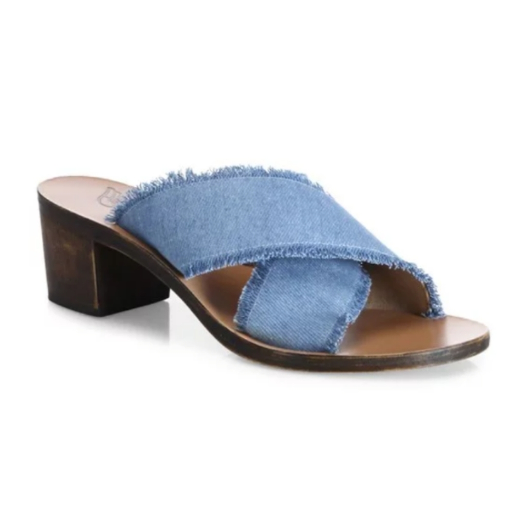 Ancient Greek Sandals Blue Denim Thais Sandals